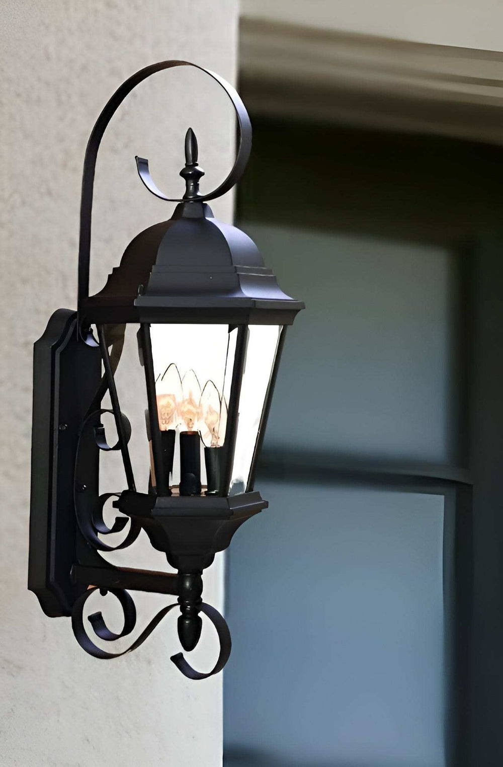 Three Light Matte Black Swing Arm Lantern Wall Light - Homeroots - Flyclothing LLC