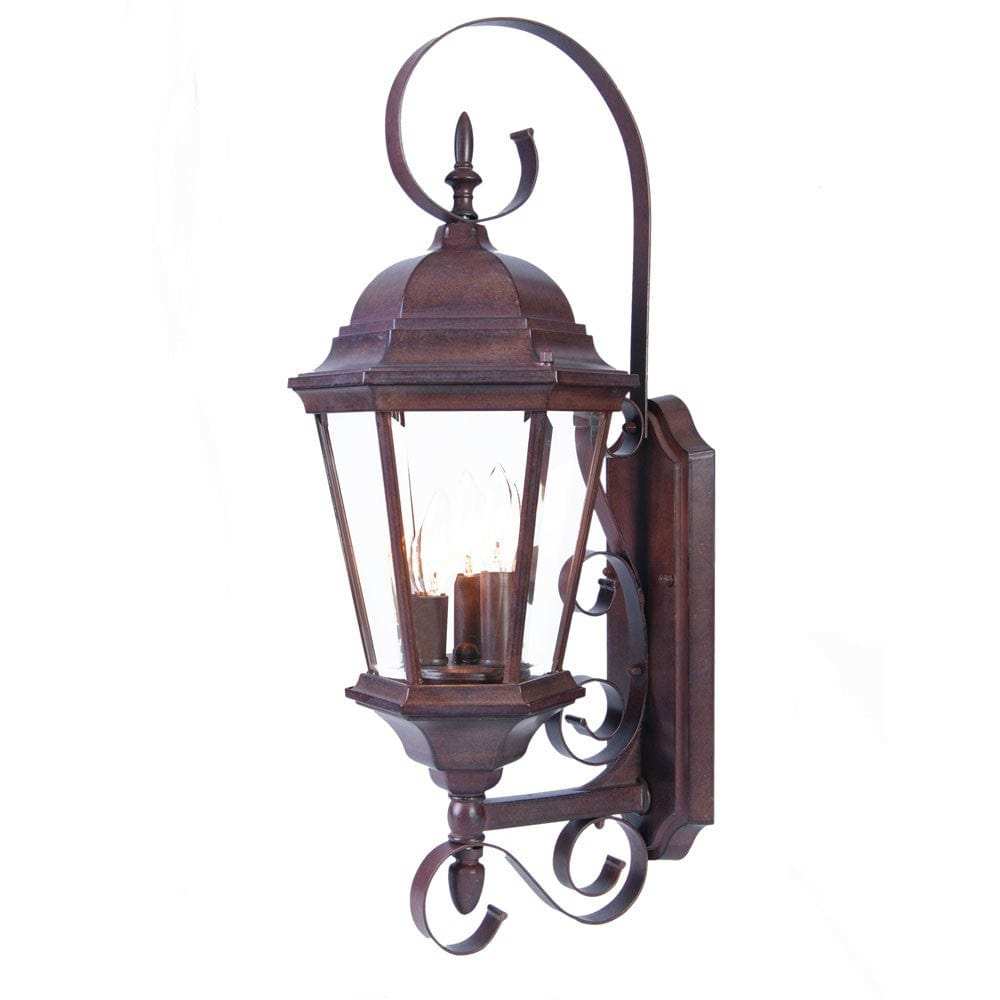 Three Light Dark Brown Swing Arm Lantern Wall Light - Homeroots - Flyclothing LLC