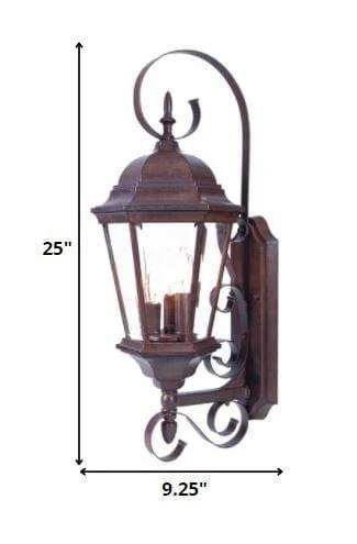 Three Light Dark Brown Swing Arm Lantern Wall Light - Homeroots - Flyclothing LLC