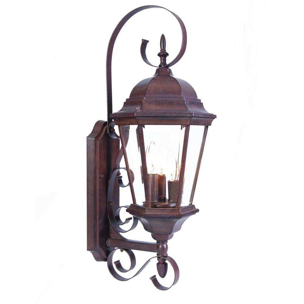 Three Light Dark Brown Swing Arm Lantern Wall Light - Homeroots - Flyclothing LLC