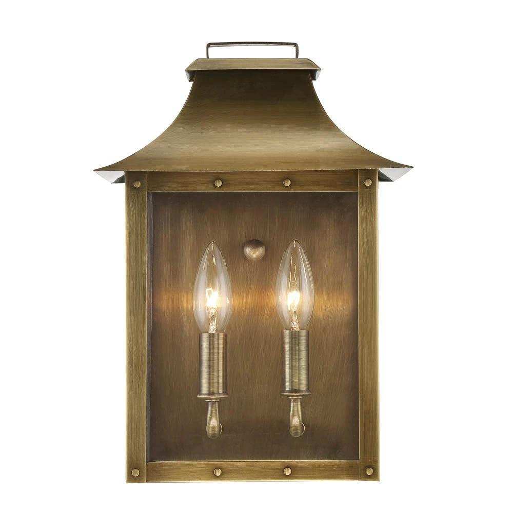 Manchester 2-Light Aged Brass Pocket Wall Light - Homeroots - Flyclothing LLC