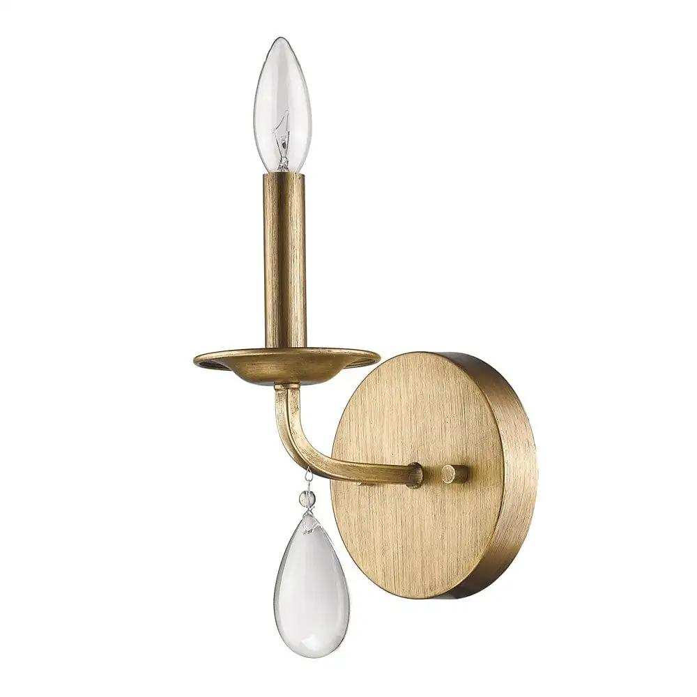 Light Gold Wall Sconce with Crystal Accent - Homeroots - Flyclothing LLC