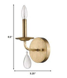 Light Gold Wall Sconce with Crystal Accent - Homeroots - Flyclothing LLC