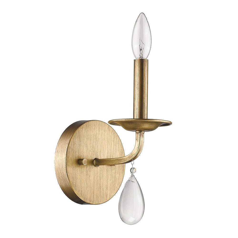 Light Gold Wall Sconce with Crystal Accent - Homeroots - Flyclothing LLC
