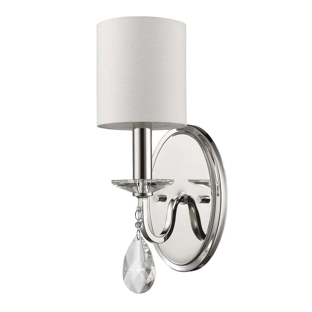 Silver Three Light Wall Sconce with White Fabric Shade - Homeroots - Flyclothing LLC