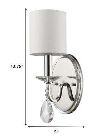 Silver Three Light Wall Sconce with White Fabric Shade - Homeroots - Flyclothing LLC
