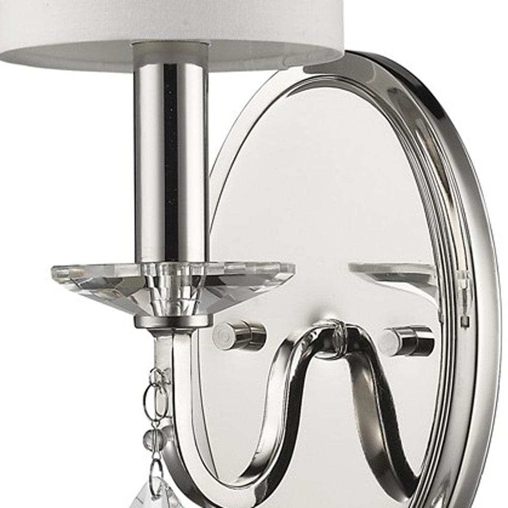 Silver Three Light Wall Sconce with White Fabric Shade - Homeroots - Flyclothing LLC