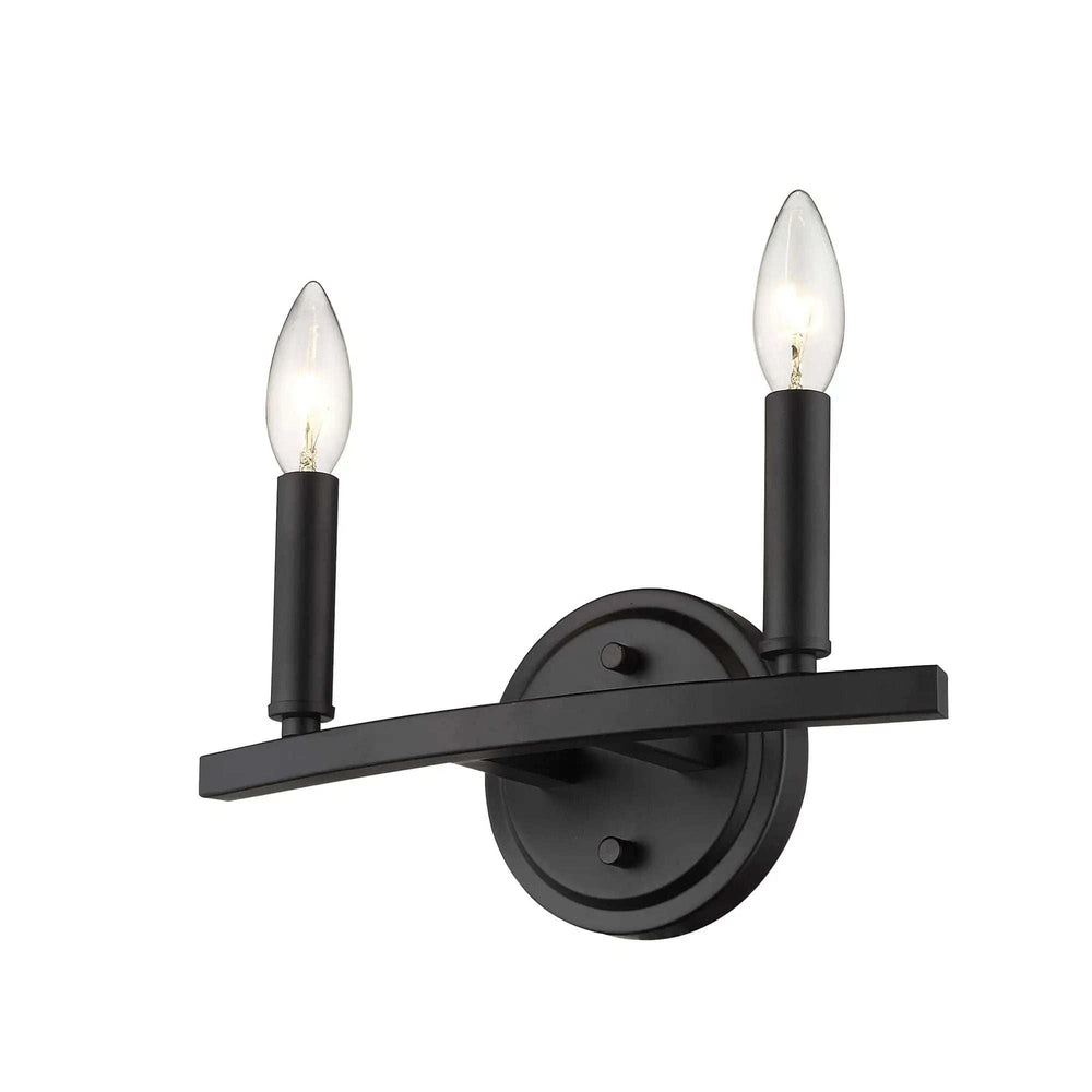 Two Light Matte Black Wall Sconce - Homeroots - Flyclothing LLC
