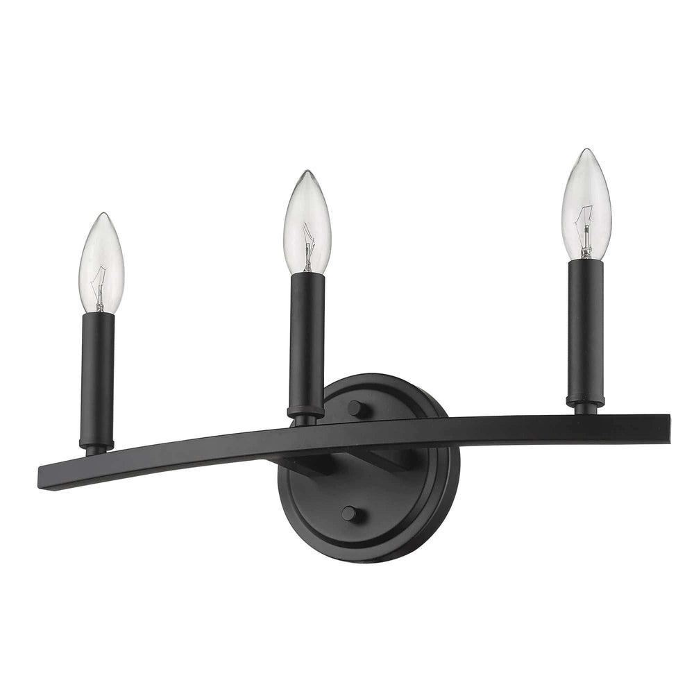 Three Light Matte Black Wall Sconce - Homeroots - Flyclothing LLC