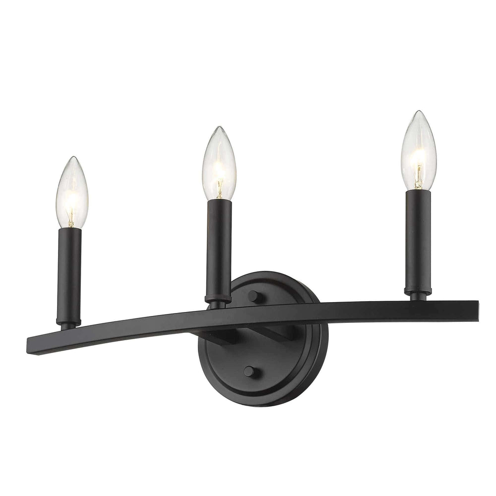 Three Light Matte Black Wall Sconce - Homeroots - Flyclothing LLC