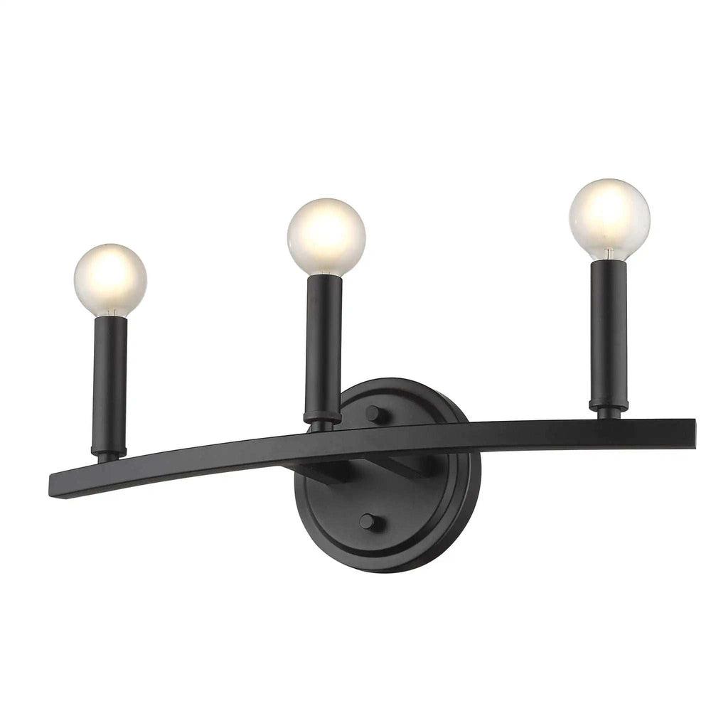 Three Light Matte Black Wall Sconce - Homeroots - Flyclothing LLC
