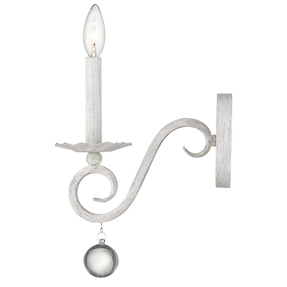 Modern Farmhouse Rustic White and Crystal Wall Sconce - Homeroots - Flyclothing LLC