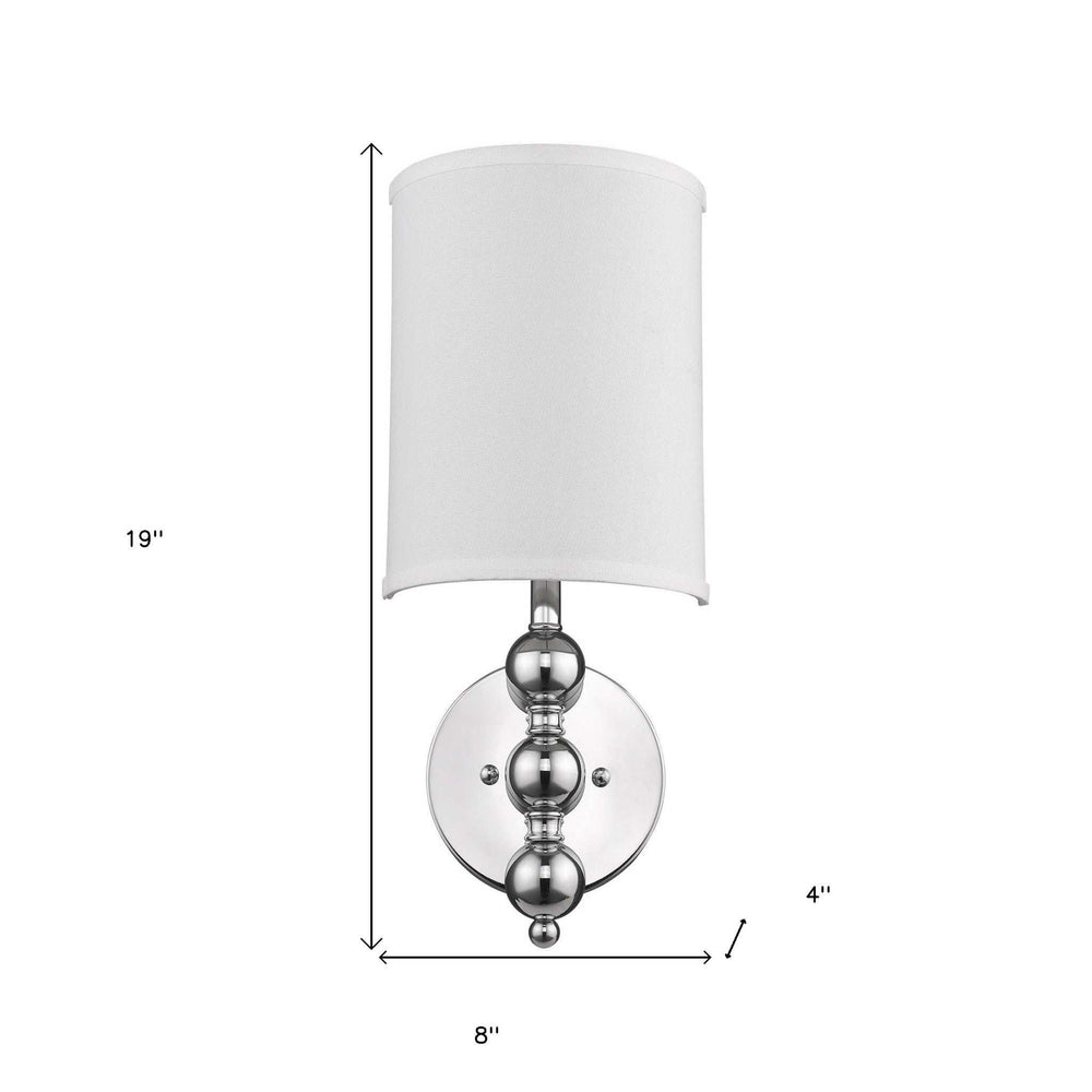 Silver Chrome Wall Light with Linen Fabric Shade - Homeroots - Flyclothing LLC