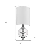 Silver Chrome Wall Light with Linen Fabric Shade - Homeroots - Flyclothing LLC