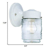 White Standard Jelly Jar One Light Outdoor Wall Light - Homeroots - Flyclothing LLC