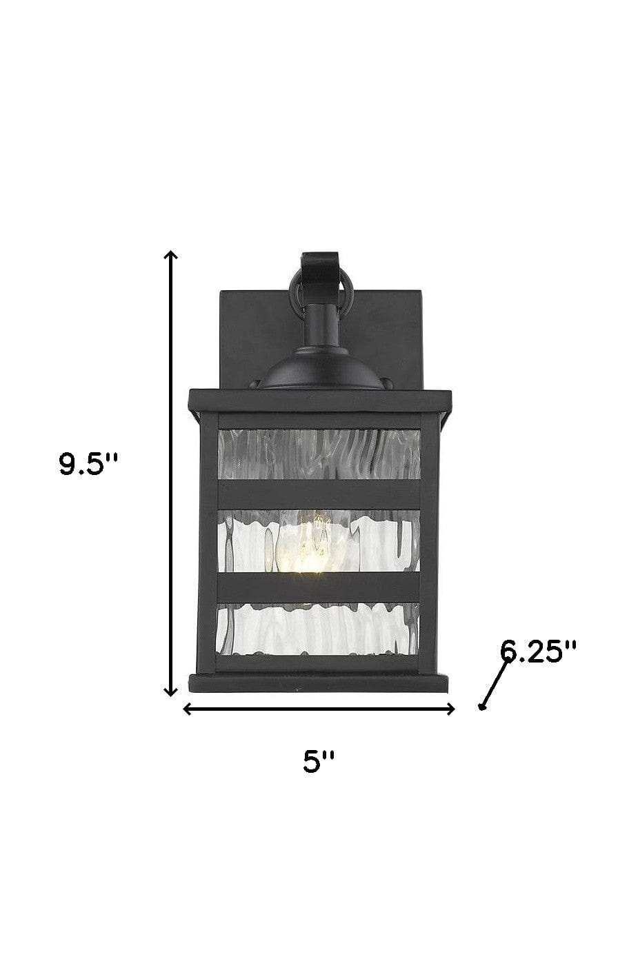 Glass panel Matte Black Outdoor Cage Light - Homeroots - Flyclothing LLC