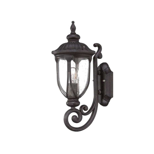 Black Cast Aluminum Glass Lantern Wall Light - Homeroots - Flyclothing LLC
