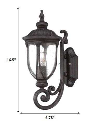 Black Cast Aluminum Glass Lantern Wall Light - Homeroots - Flyclothing LLC