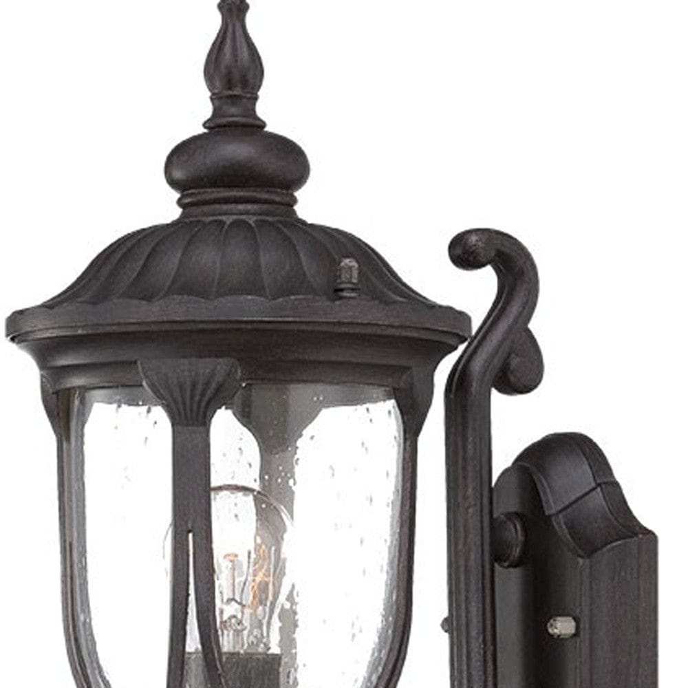 Black Cast Aluminum Glass Lantern Wall Light - Homeroots - Flyclothing LLC