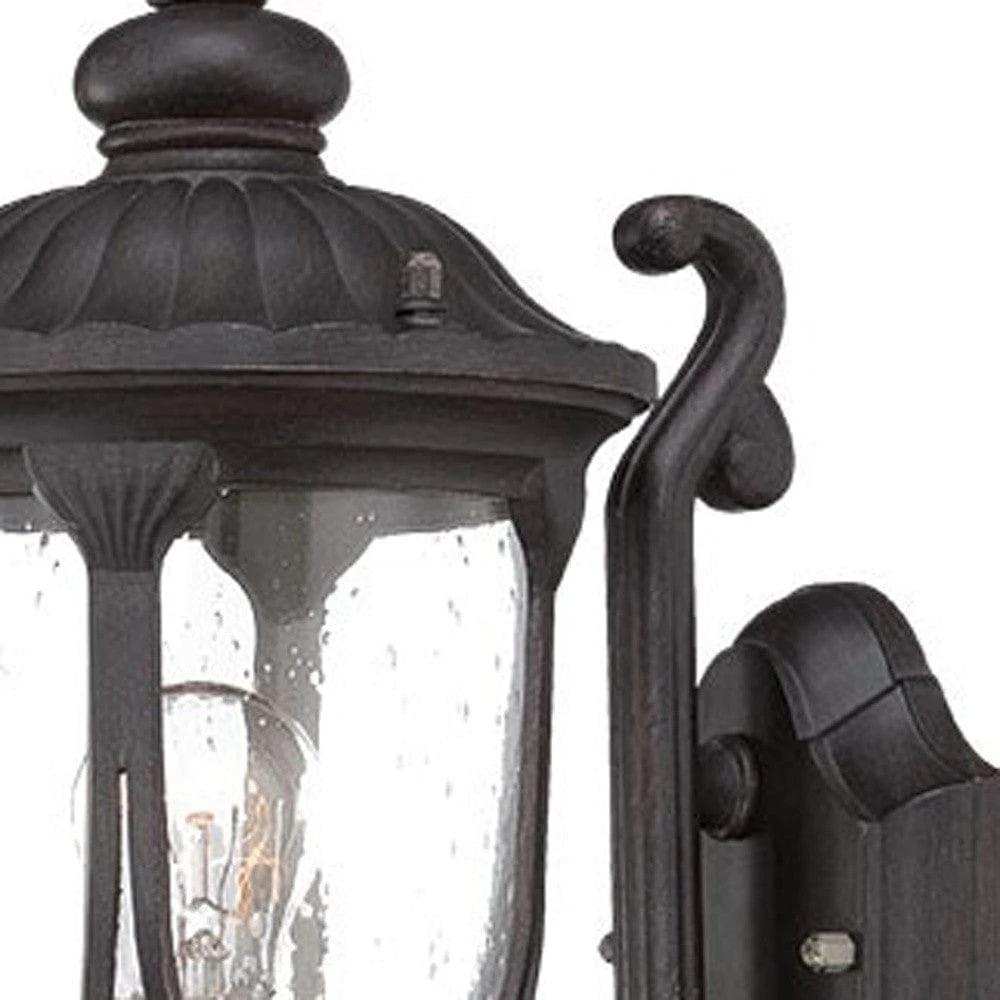 Black Cast Aluminum Glass Lantern Wall Light - Homeroots - Flyclothing LLC