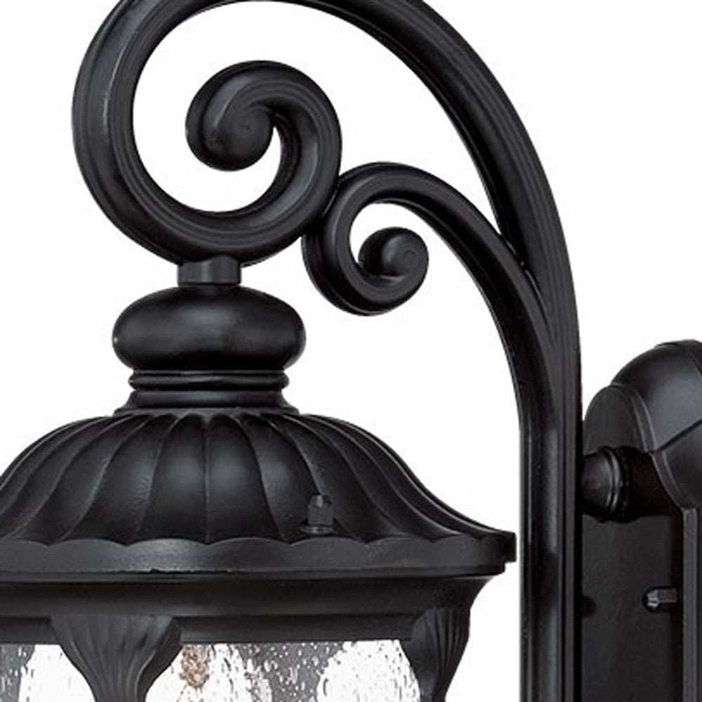 Matte Black Cast Aluminum Glass Lantern Wall Sconce - Homeroots - Flyclothing LLC