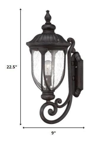 XL Black Cast Aluminum Glass Lantern Wall Light - Homeroots - Flyclothing LLC