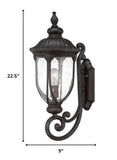 XL Black Cast Aluminum Glass Lantern Wall Light - Homeroots - Flyclothing LLC