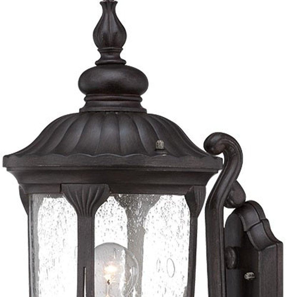 XL Black Cast Aluminum Glass Lantern Wall Light - Homeroots - Flyclothing LLC