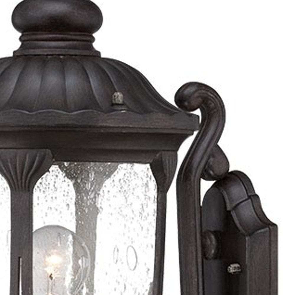 XL Black Cast Aluminum Glass Lantern Wall Light - Homeroots - Flyclothing LLC