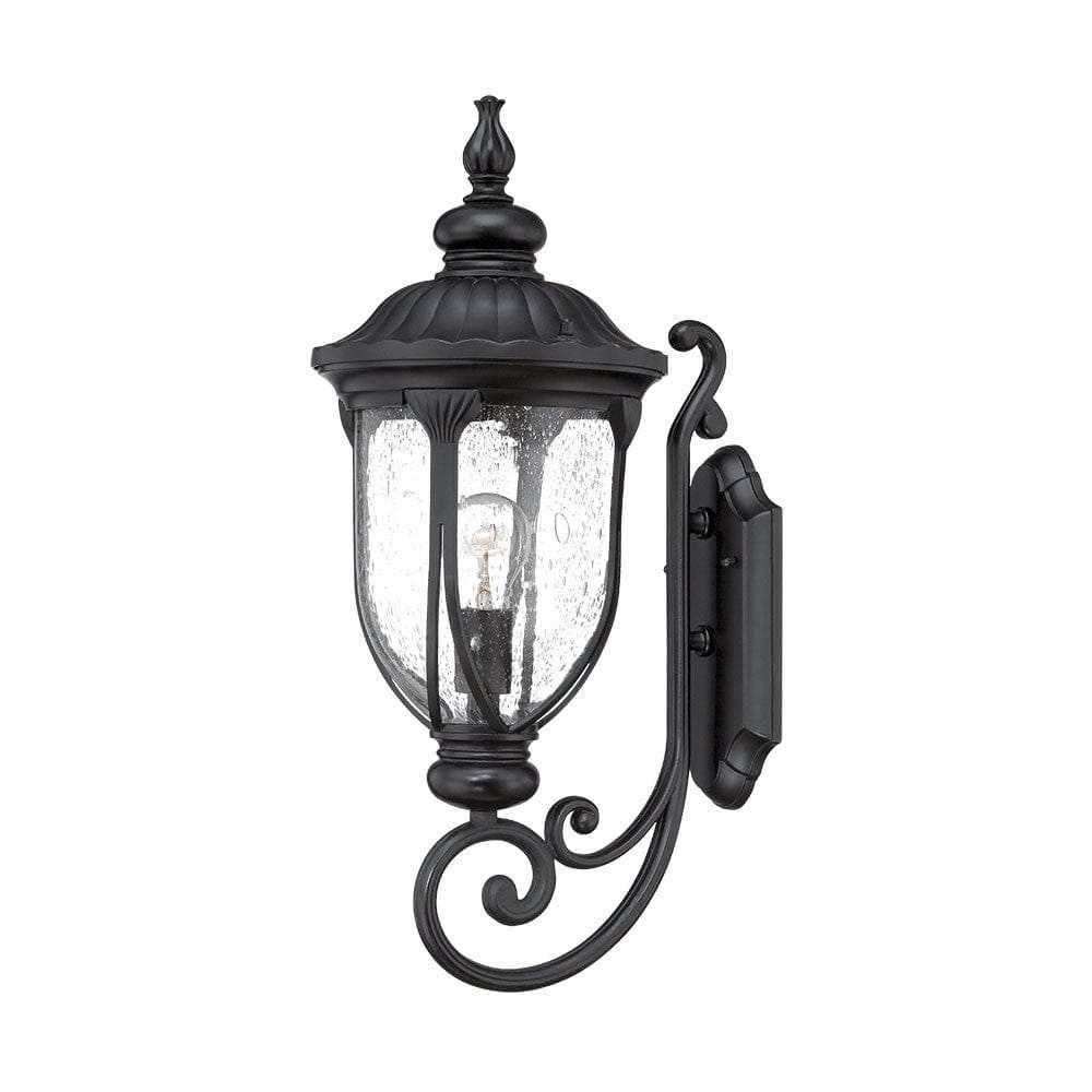 XL Matte Black Cast Aluminum Glass Lantern Wall Light - Homeroots - Flyclothing LLC