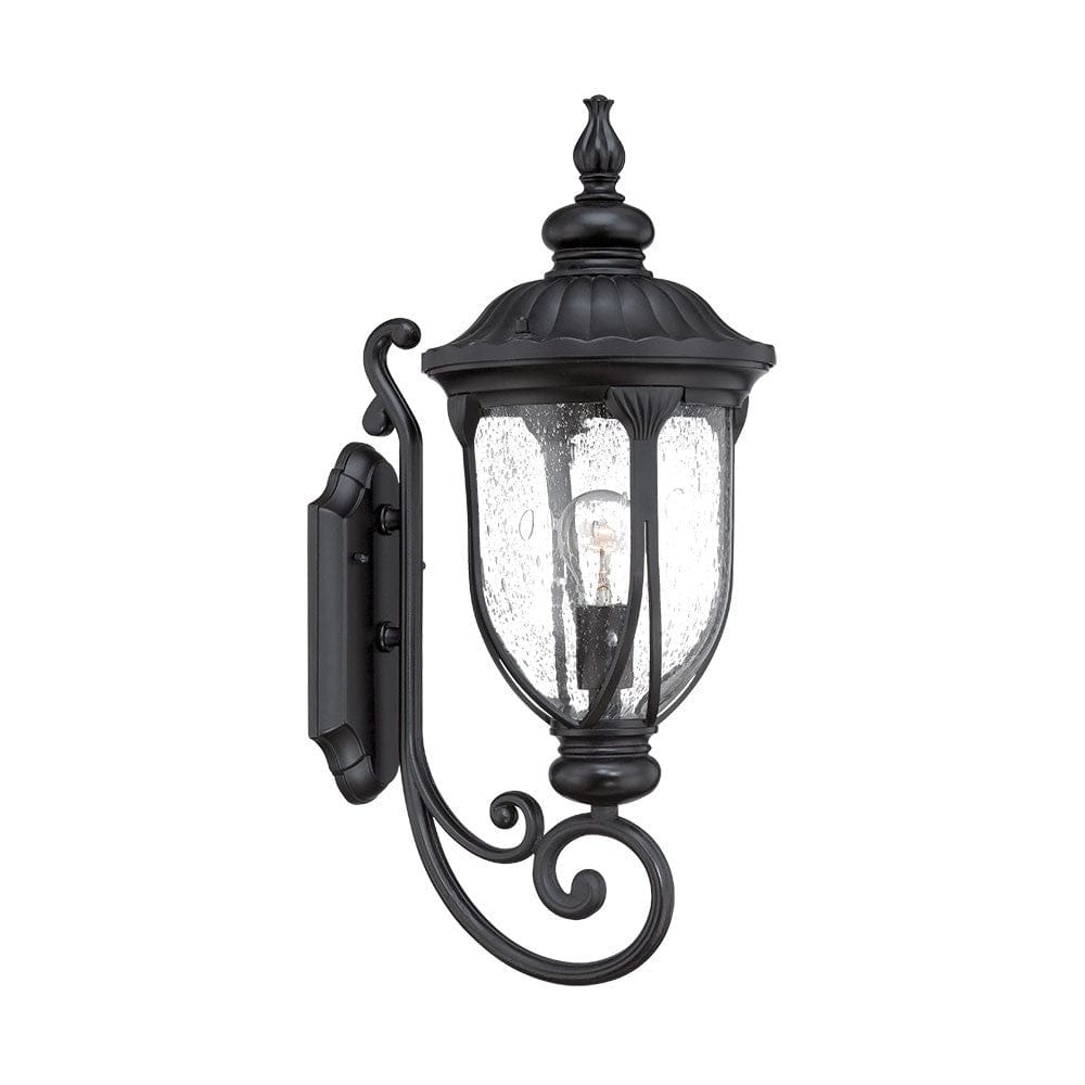 XL Matte Black Cast Aluminum Glass Lantern Wall Light - Homeroots - Flyclothing LLC