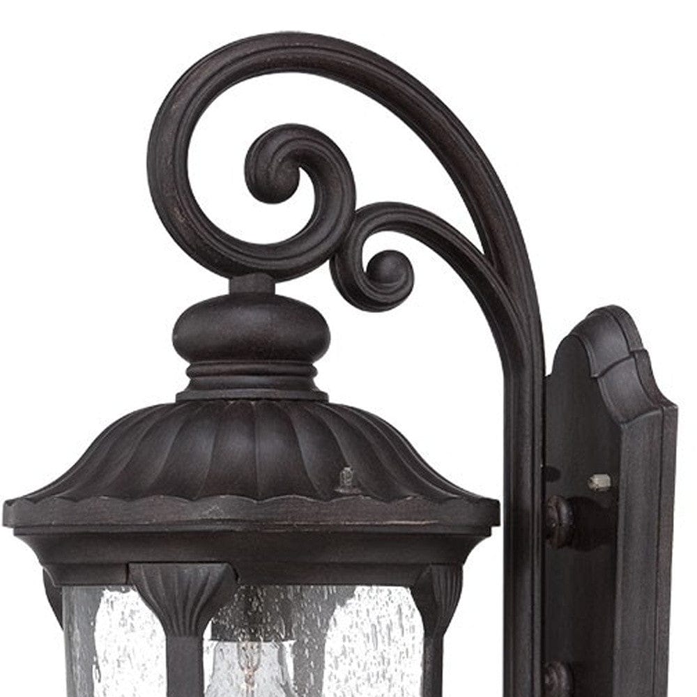 XL Black Cast Aluminum Glass Lantern Wall Sconce - Homeroots - Flyclothing LLC