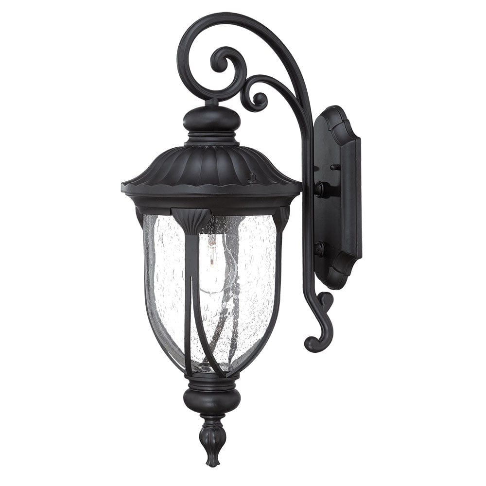 XL Matte Black Cast Aluminum Glass Lantern Wall Sconce - Homeroots - Flyclothing LLC