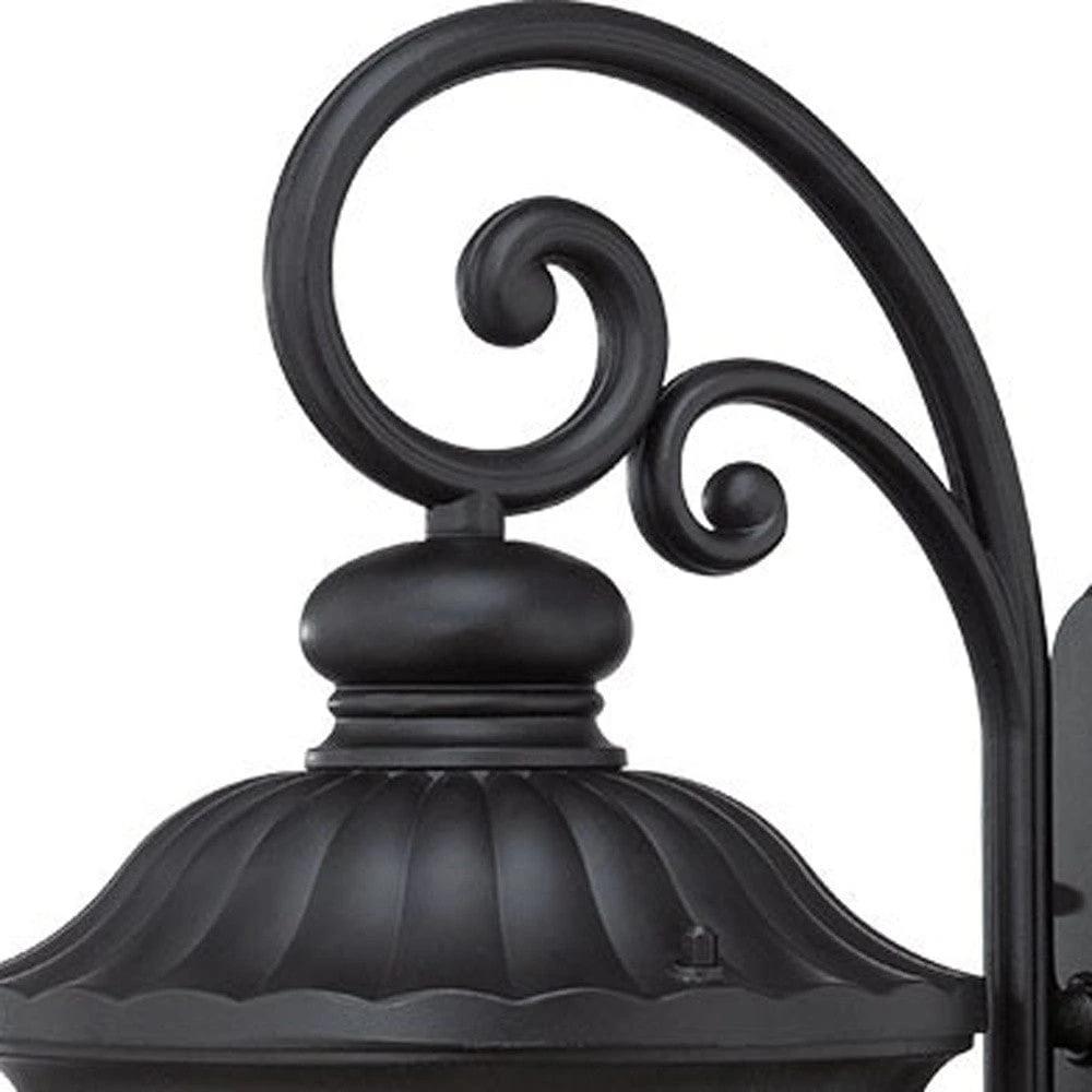XL Matte Black Cast Aluminum Glass Lantern Wall Sconce - Homeroots - Flyclothing LLC