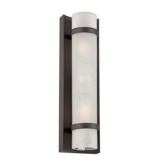 Two Light Bronze and White Glass Wall Sconce - Homeroots - Flyclothing LLC