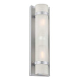 Two Light Brushed Silver and White Glass Wall Sconce - Homeroots - Flyclothing LLC