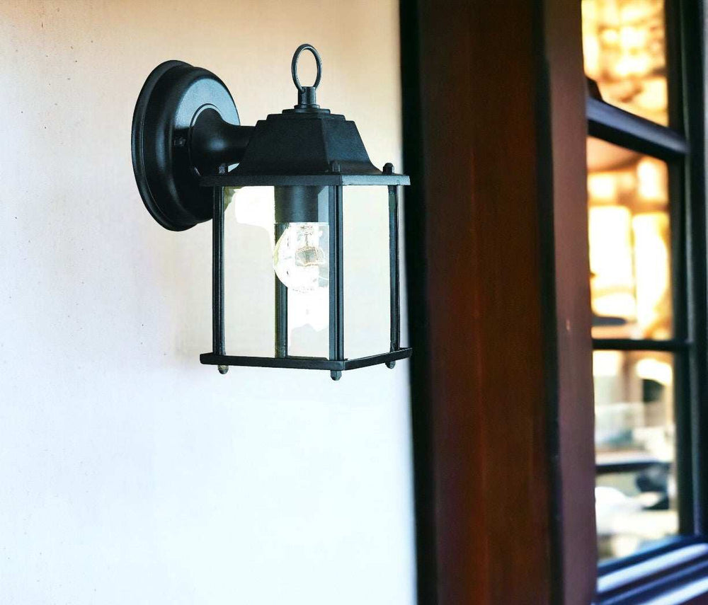Matte Black Hanging Glass Lantern Wall Light - Homeroots - Flyclothing LLC