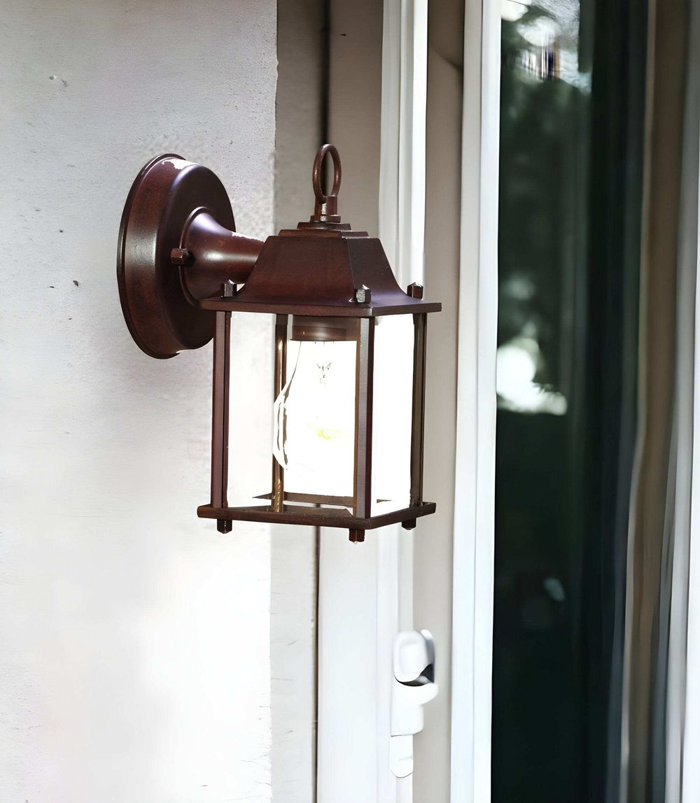 Dark Brown Hanging Glass Lantern Wall Light - Homeroots - Flyclothing LLC
