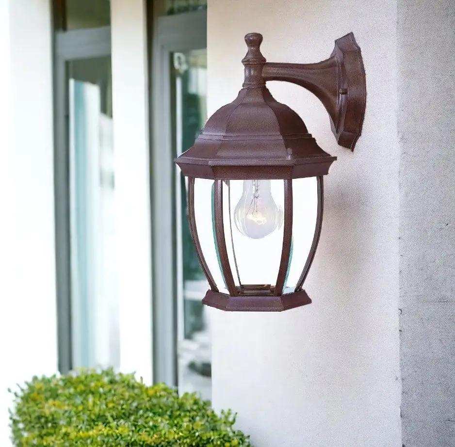 Dark Brown Wide Hanging Lantern Wall Light - Homeroots - Flyclothing LLC
