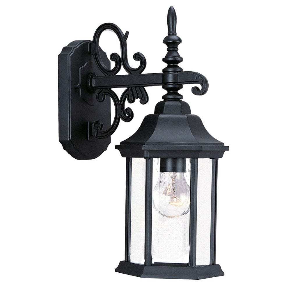 Petite Matte Black Domed Hanging Glass Lantern Wall Light - Homeroots - Flyclothing LLC