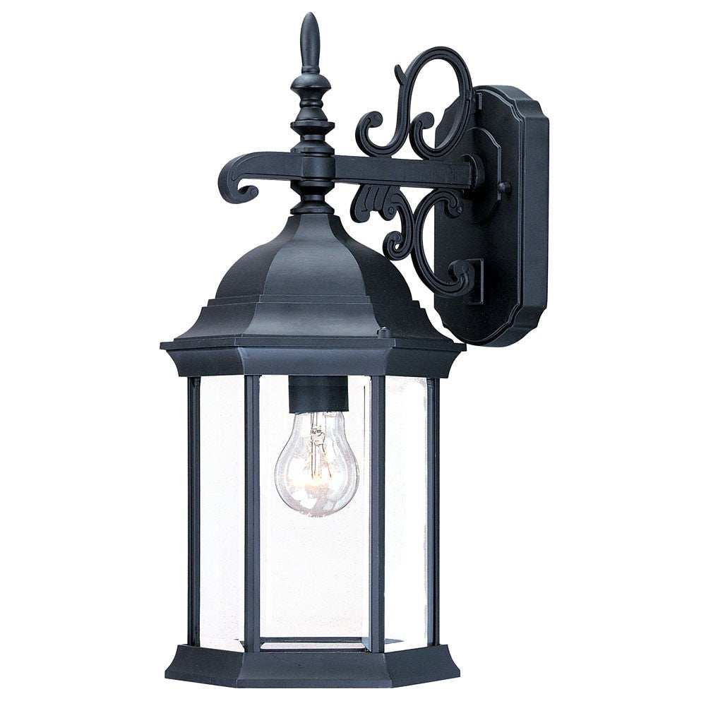 Narrow Matte Black Domed Hanging Glass Lantern Wall Light - Homeroots - Flyclothing LLC