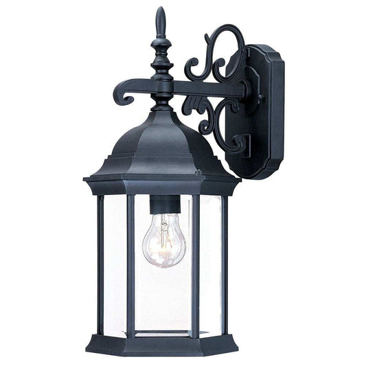Narrow Matte Black Domed Hanging Glass Lantern Wall Light - Homeroots - Flyclothing LLC