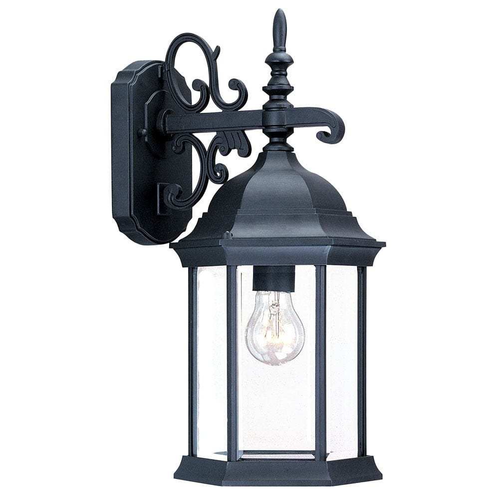 Narrow Matte Black Domed Hanging Glass Lantern Wall Light - Homeroots - Flyclothing LLC