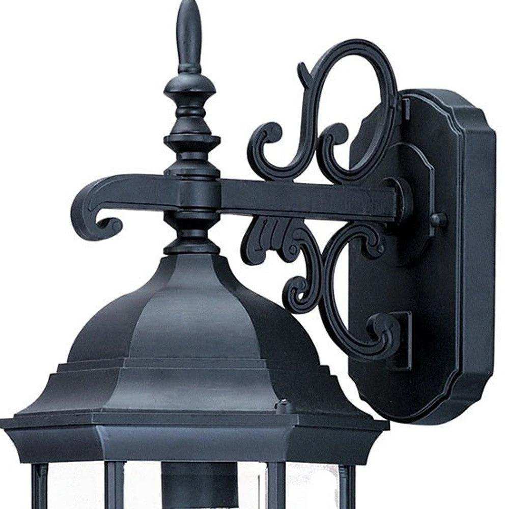 Narrow Matte Black Domed Hanging Glass Lantern Wall Light - Homeroots - Flyclothing LLC