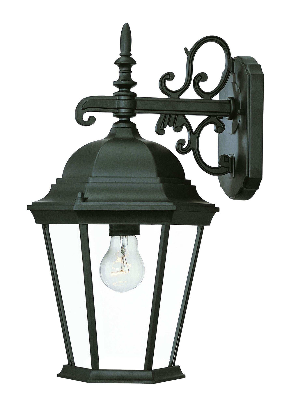 Matte Black Domed Glass Hanging Lantern Wall Light - Homeroots - Flyclothing LLC