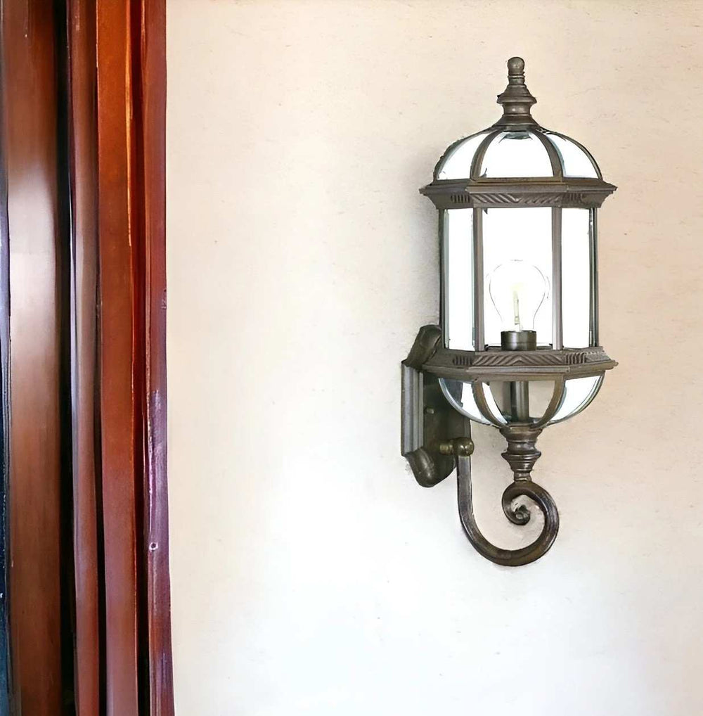 Antique Brown Cylindrical Lantern Wall Light - Homeroots - Flyclothing LLC