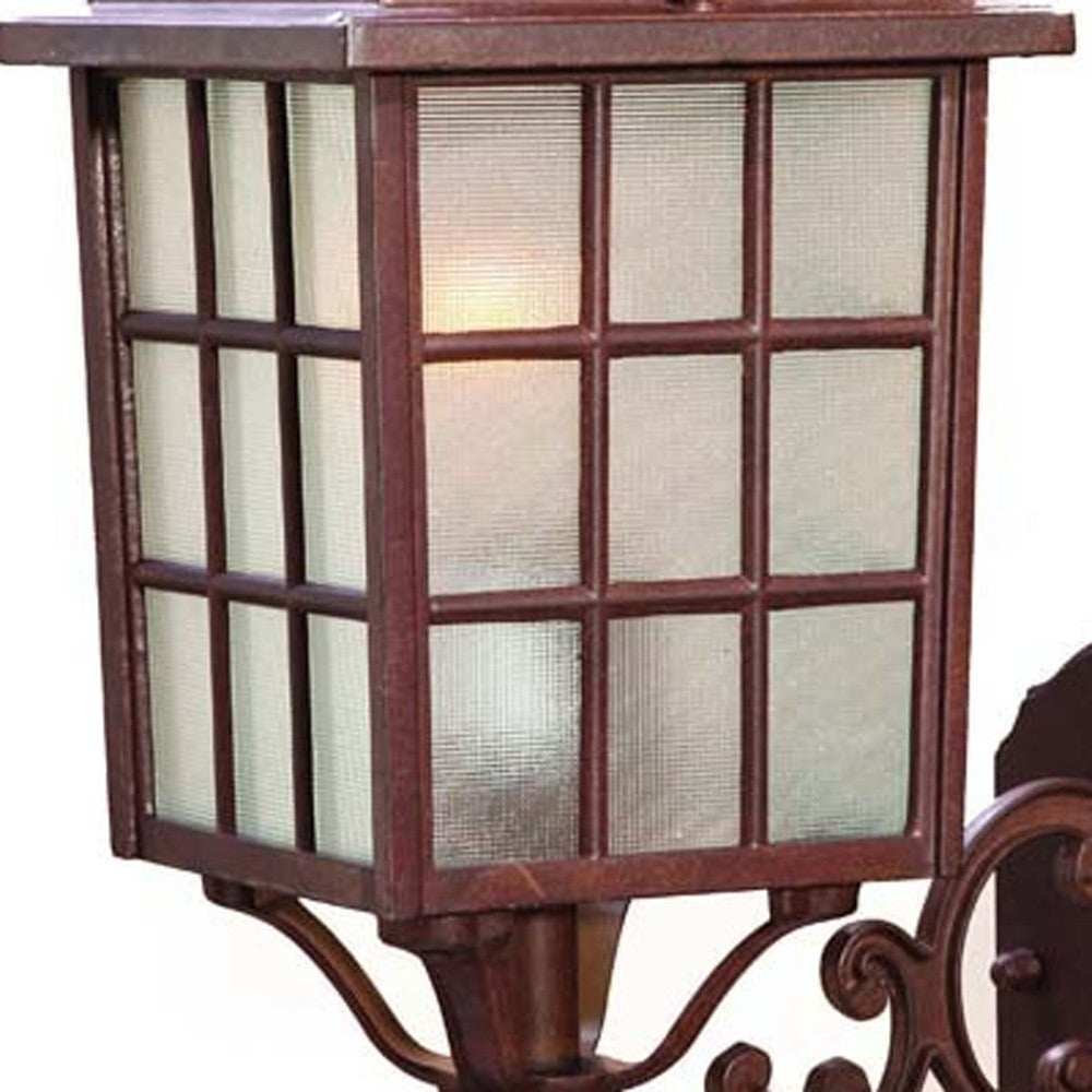 Dark Brown Window Pane Lantern Wall Sconce - Homeroots - Flyclothing LLC