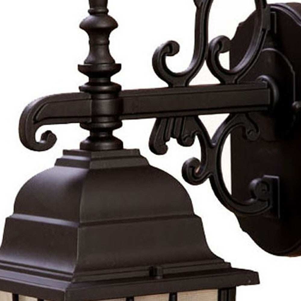 Dark Brown Window Pane Lantern Wall Light - Homeroots - Flyclothing LLC