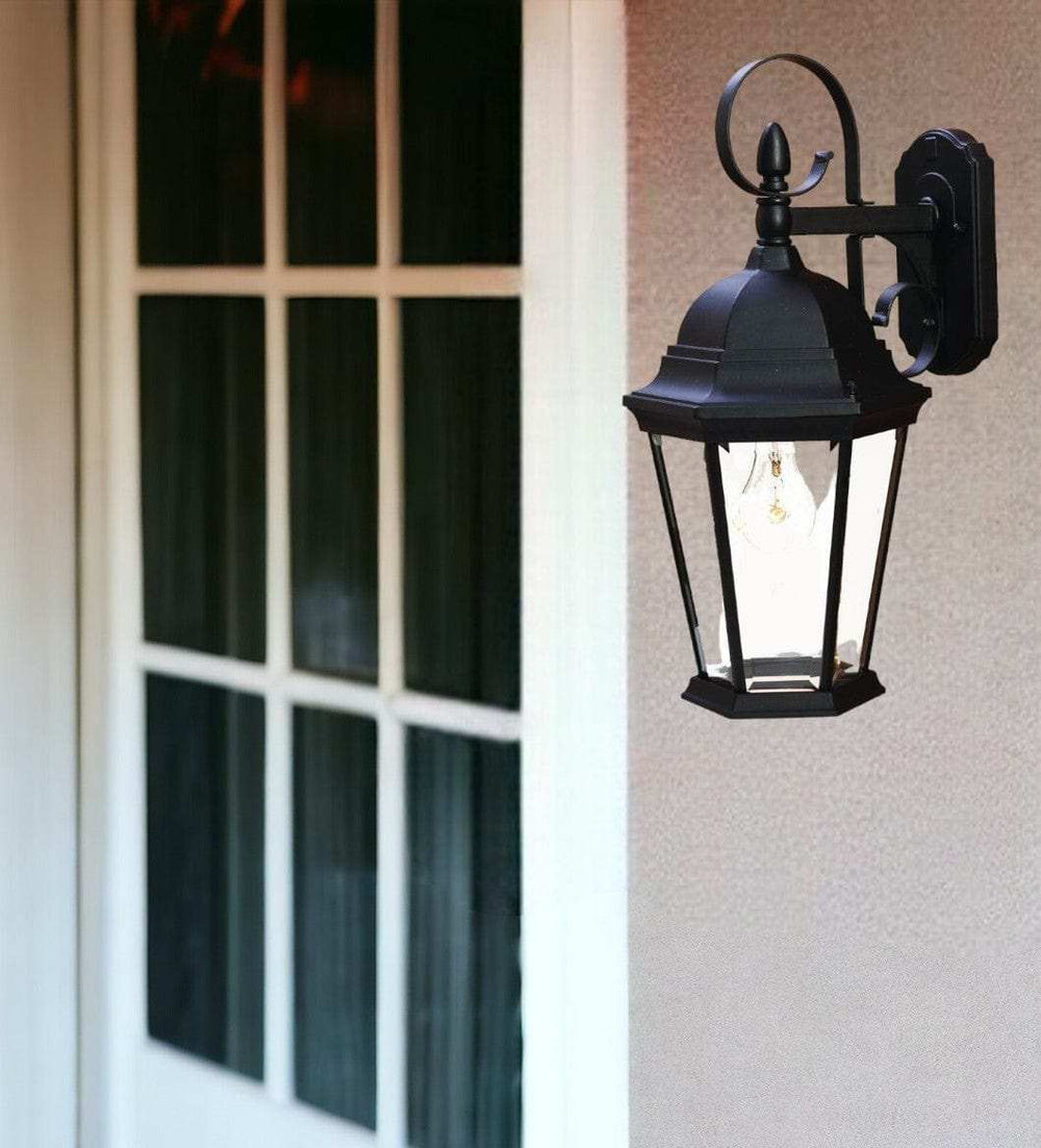 XL Matte Black Swing Arm Hanging Lantern Wall Light - Homeroots - Flyclothing LLC