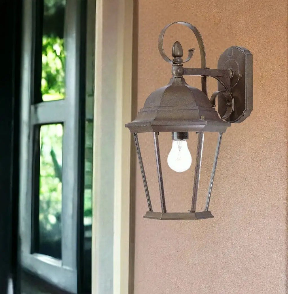 XL Dark Brown Swing Arm Hanging Lantern Wall Light - Homeroots - Flyclothing LLC